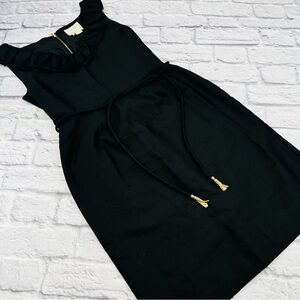 Kate Spade Black Midi Cocktail Dress Size 4 Silk Blend Elegant Fitted Sheath